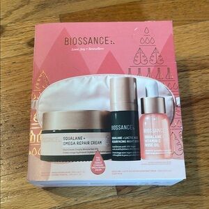 Biossance Skincare Set with Cream, Night Serum, and Rose Oil